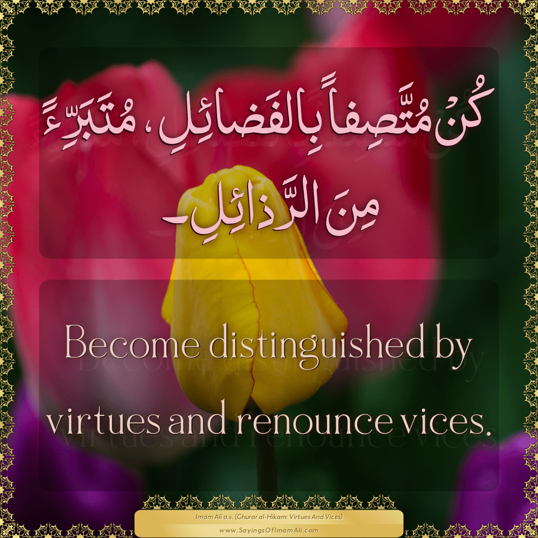 Become distinguished by virtues and renounce vices.